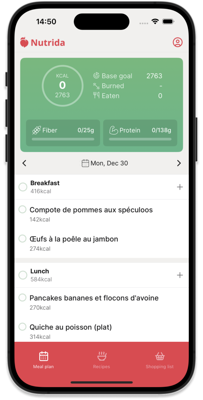 Image of Nutrida app